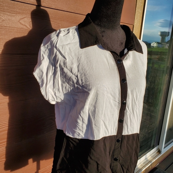 Cato Black and White Colorblock Button Down Blouse Women's Size XL NWOT - Picture 7 of 11